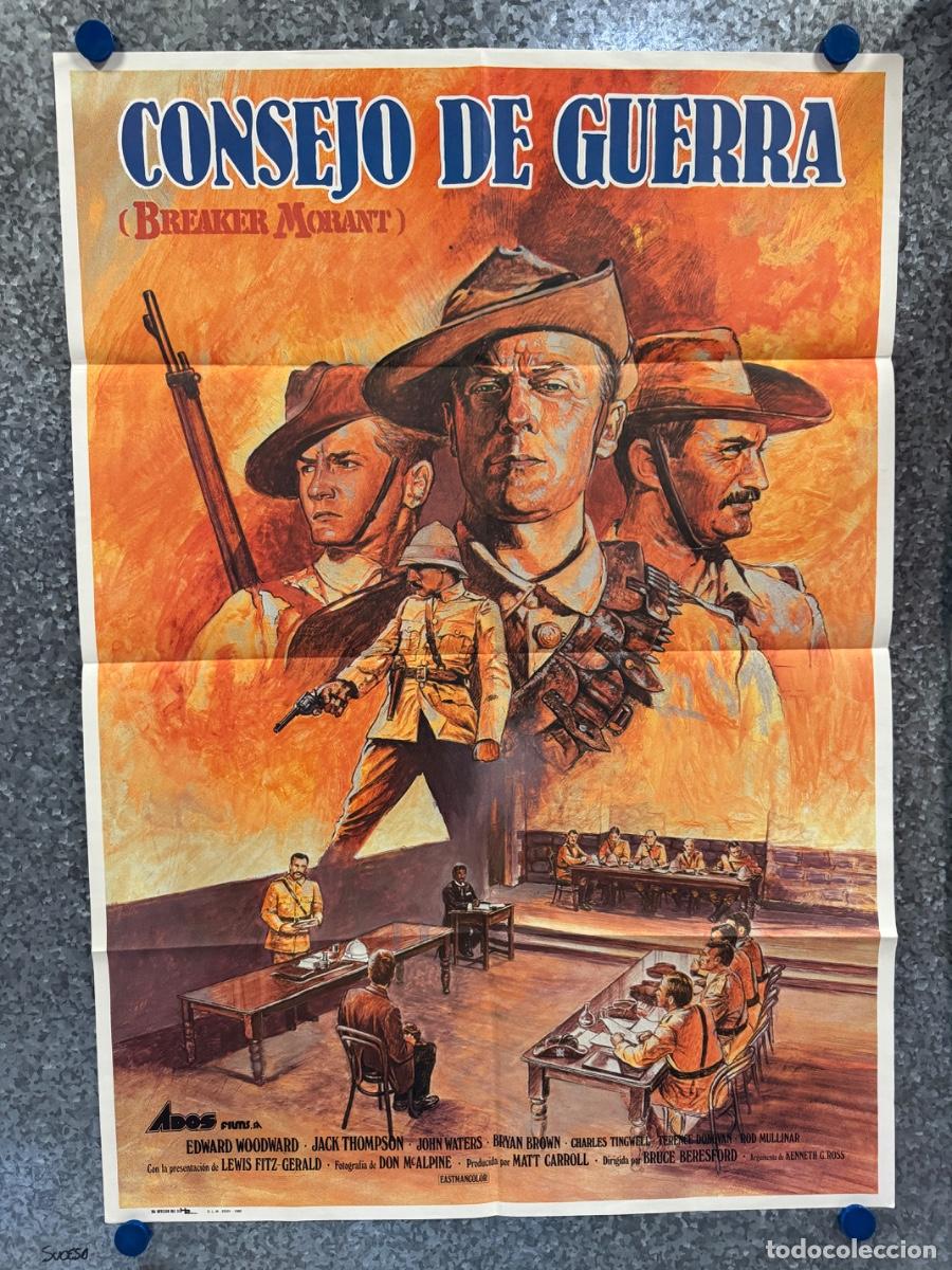 Cine: Consejo de guerra, Edward Woodward, Bryan Brown, A&ntilde;o 1980, POSTER ORIGINAL