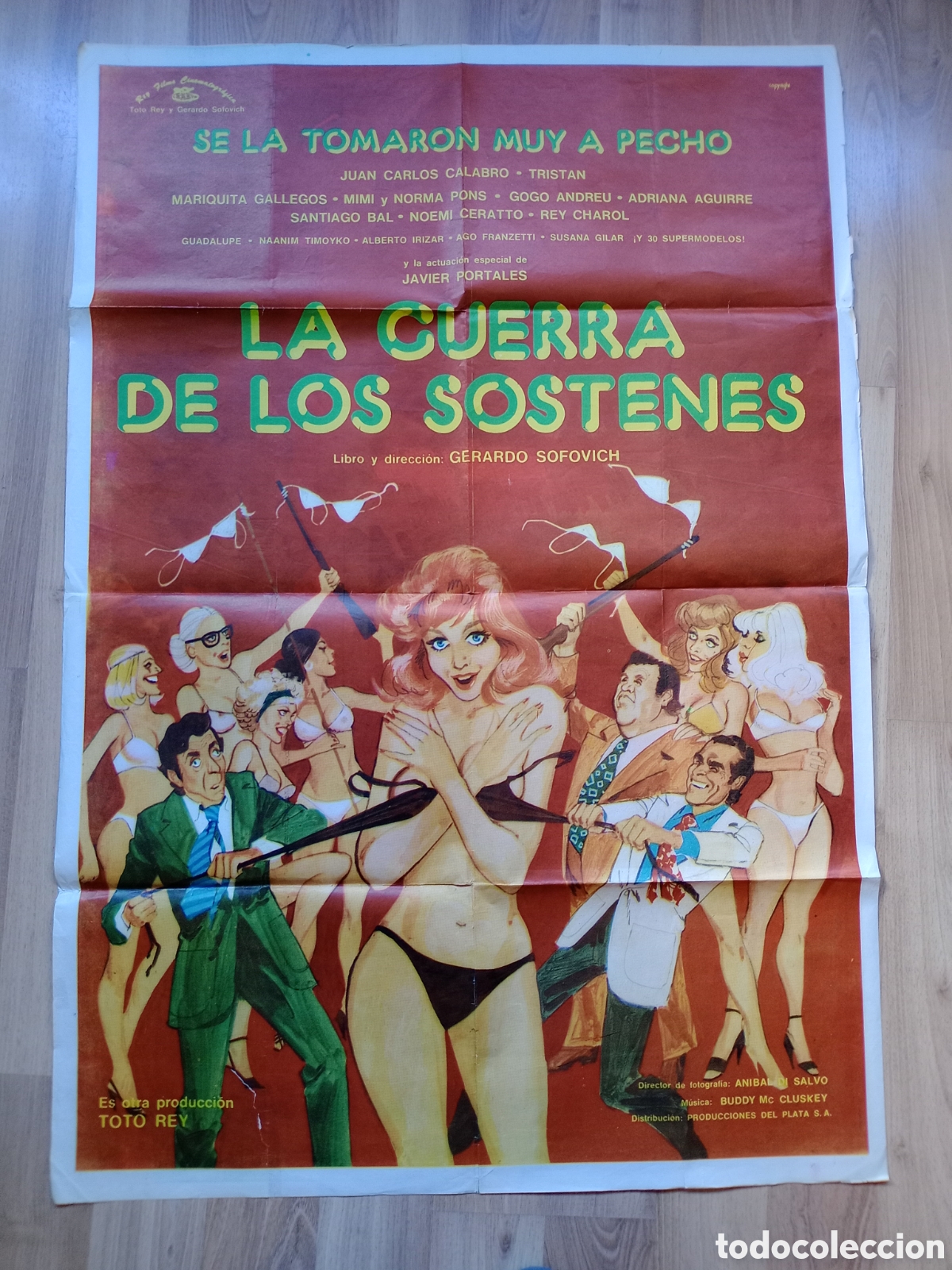Cine: LA GUERRA DE LOS SOSTENES - CARTEL ORIGINAL CINE 100 X 70 cms - EROTICA ARGENTINA 70'S -