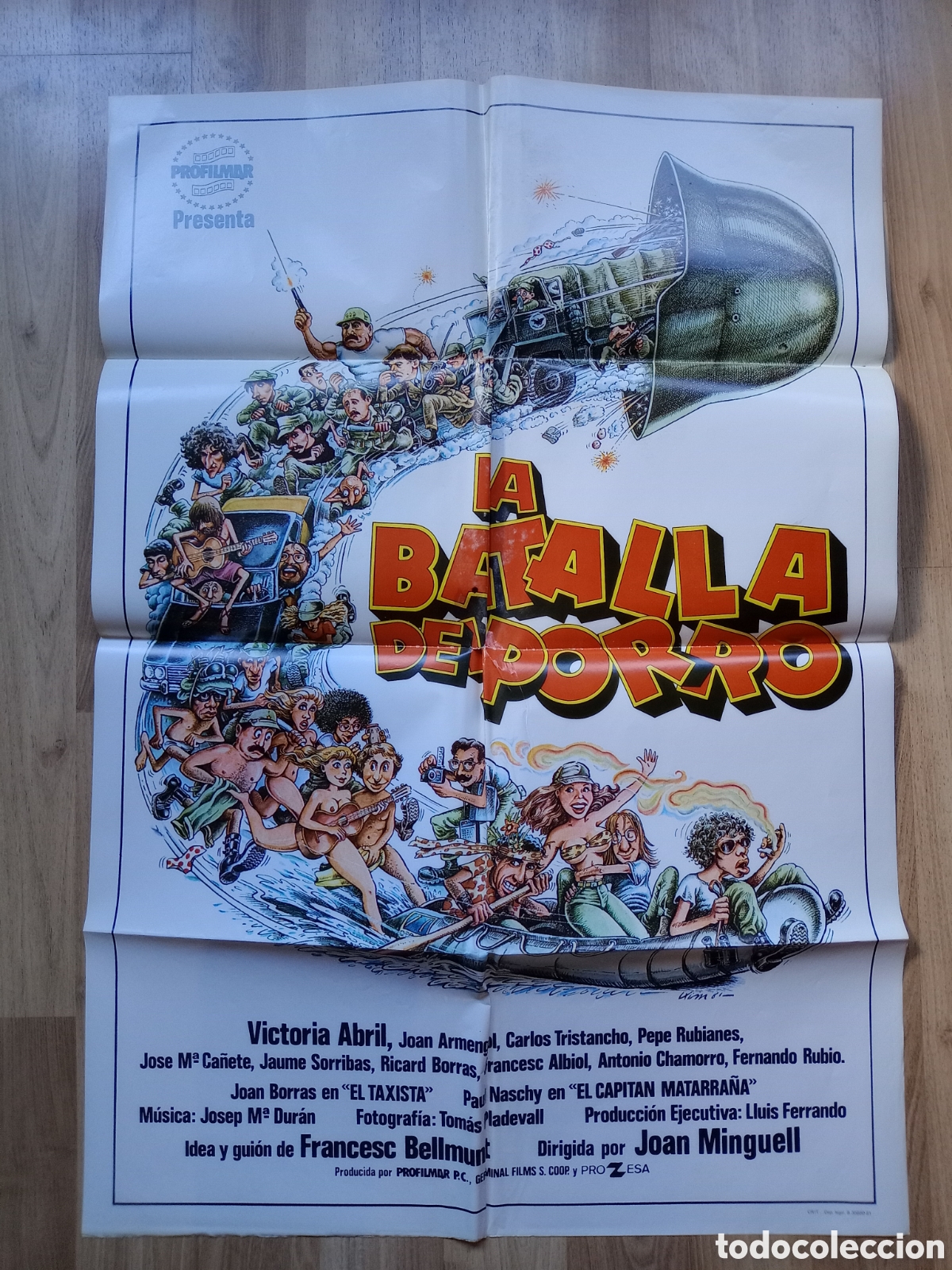 Cine: LA BATALLA DEL PORRO - CARTEL ORIGINAL CINE 100 X 70 cms - VICTORIA ABRIL, DISE&Ntilde;O KIM (EL JUEVES)