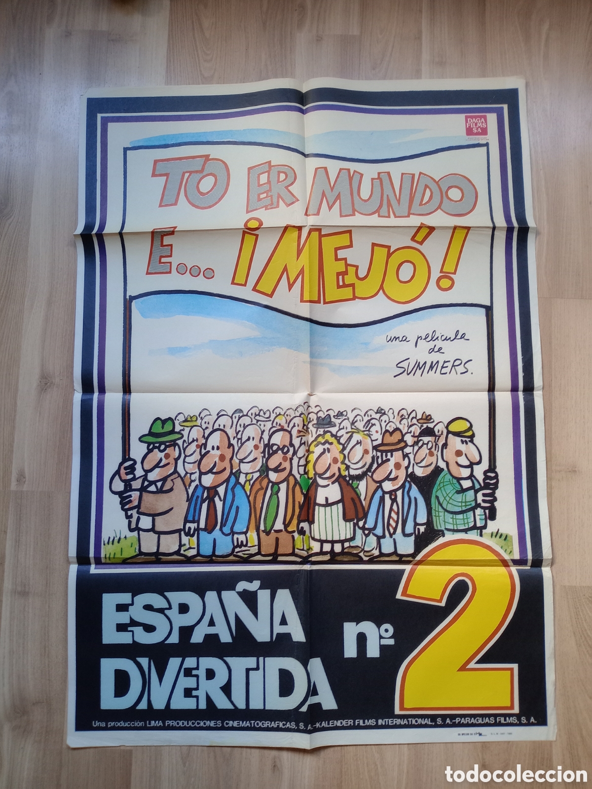 Cine: TO ER MUNDO E MEJO - CARTEL ORIGINAL CINE 100 X 70 cms - HUMOR 80'S - SUMMERS