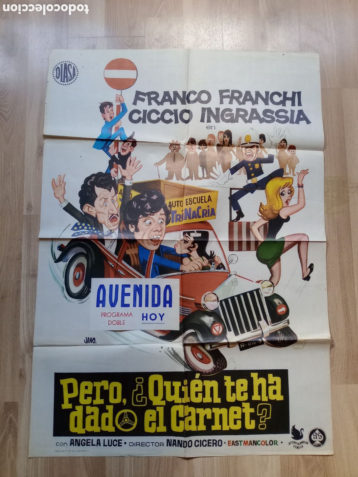 Cine: PERO, QUIEN TE HA DADO EL CARNET? - CARTEL ORIGINAL CINE 100 X 70 cms - DISE&Ntilde;O JANO