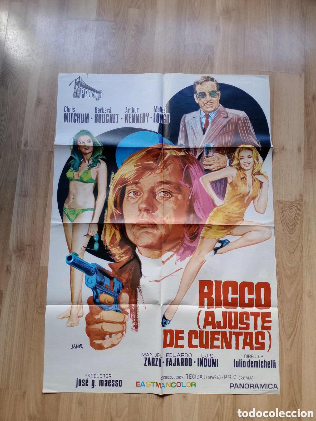 Cine: RICCO , AJUSTE DE CUENTAS - CARTEL ORIGINAL CINE 100 X 70 cms - DISE&Ntilde;O JANO