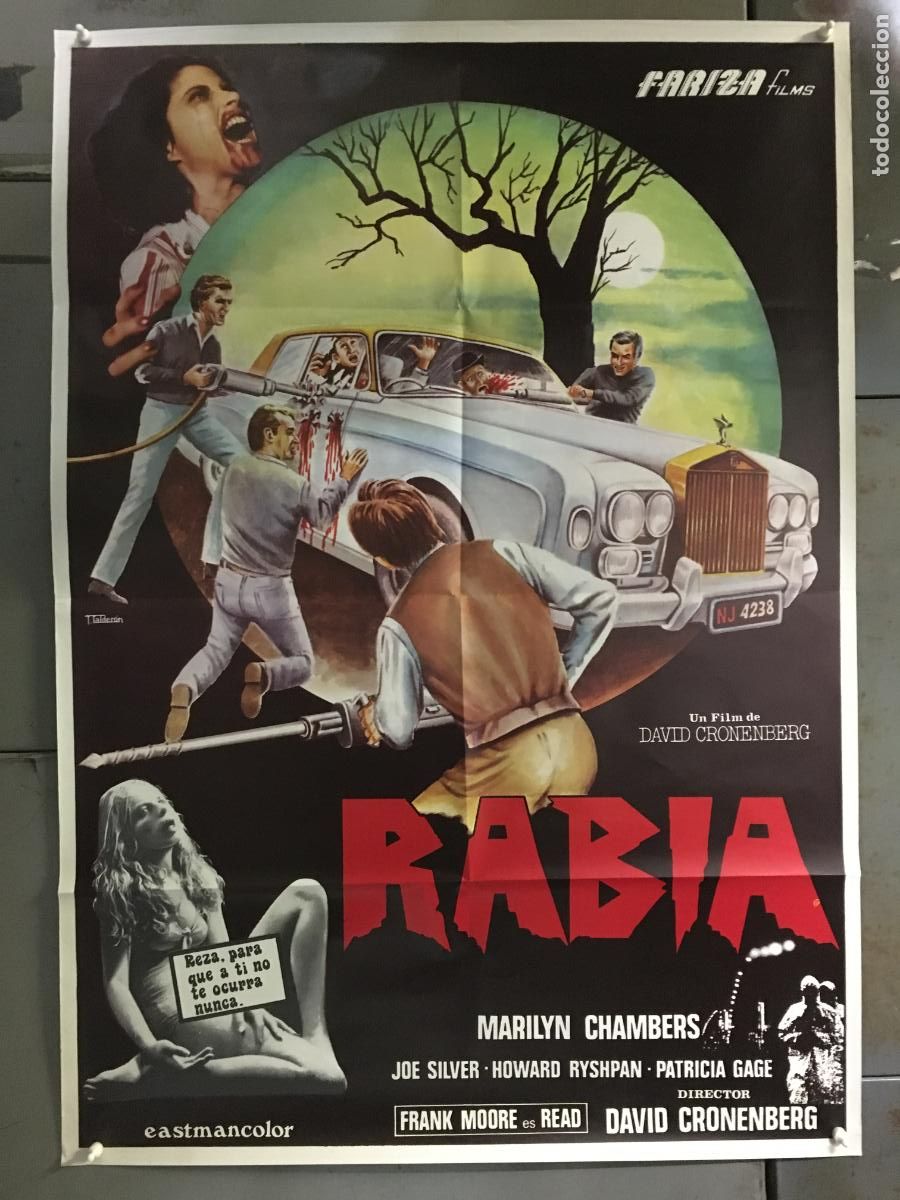 Cine: AFB47 RABIA DAVID CRONENBERG MARILYN CHAMBERS TEO CALDERON POSTER ORIGINAL 70X100 ESTRENO h0