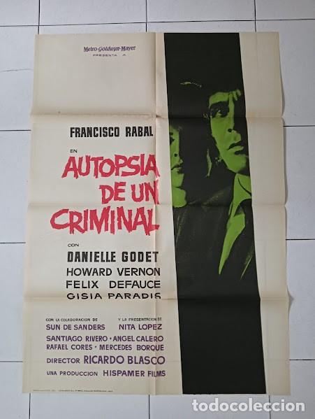 Cine: VKD 2152 AUTOPSIA DE UN CRIMINAL FRANCISCO RABAL POSTER ORIGINAL 70X100 ESTRENO