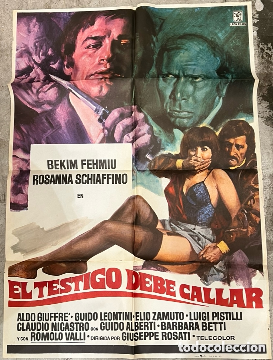 Cine: Cartel de Pelicula. &ldquo;El testigo debe callar&rdquo;. Giuseppe Rosati. 1974.