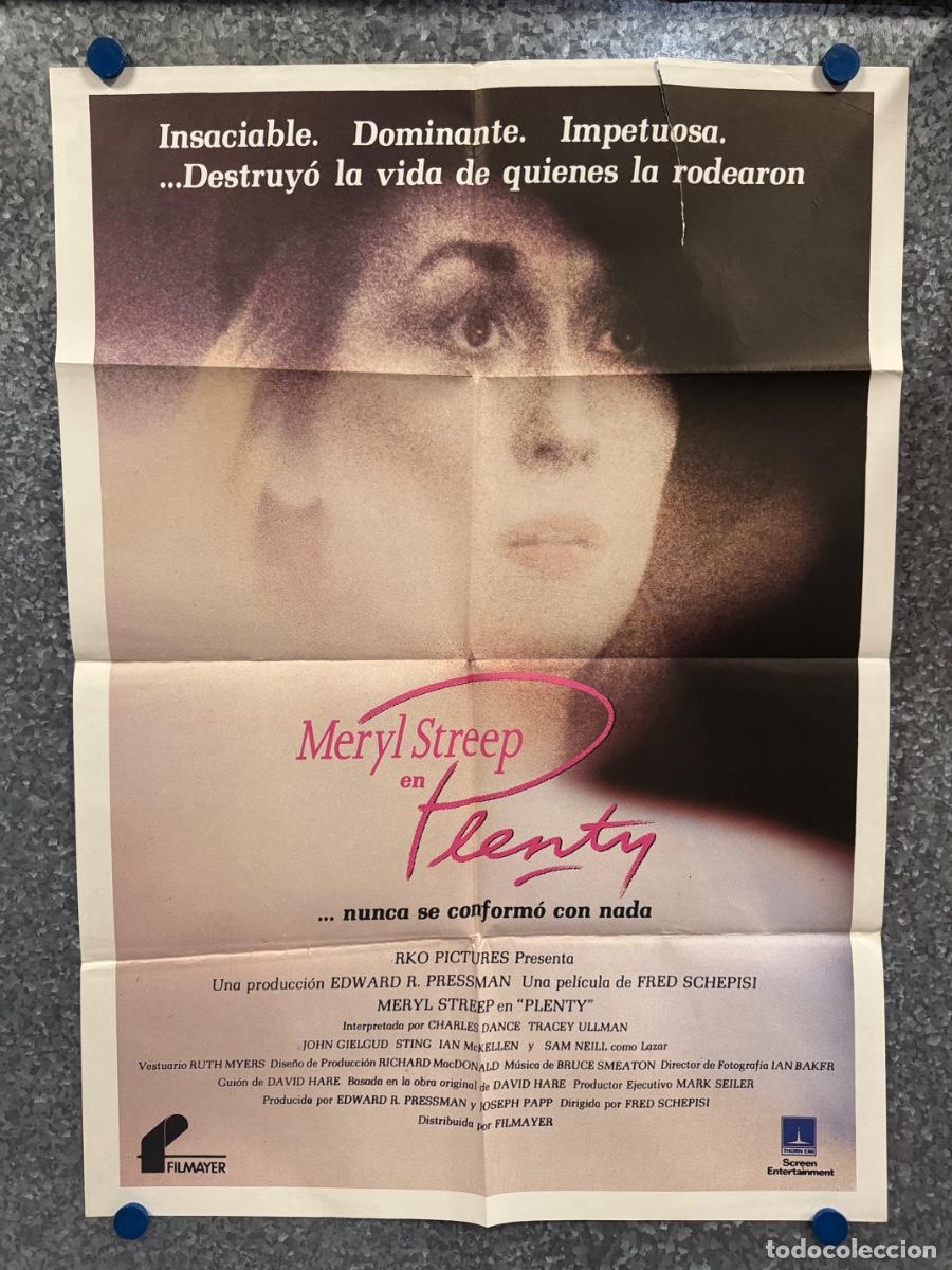 Cine: PLENTY, Meryl Streep, Charles Dance, A&ntilde;o 1985, POSTER ORIGINAL
