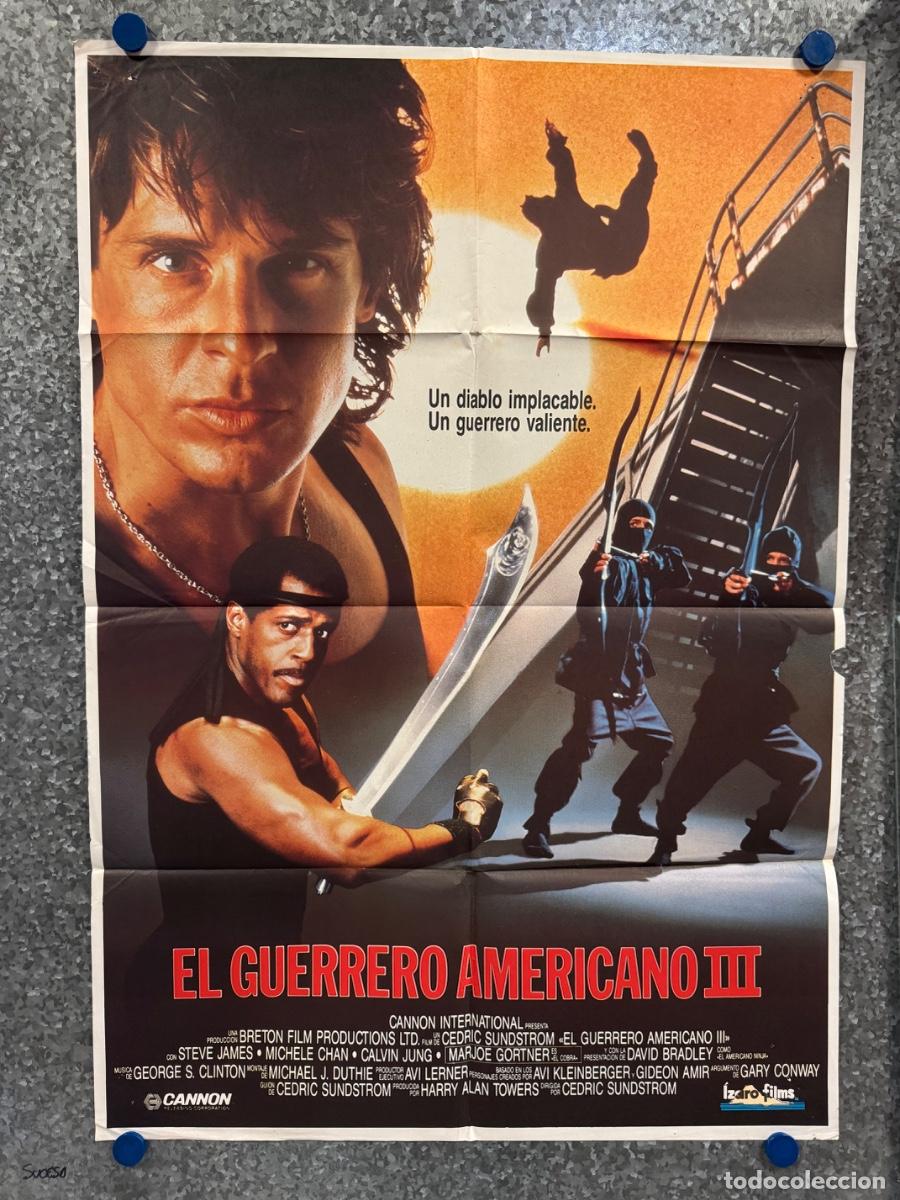 Cine: El guerrero americano 3, Michael Dudikoff, Steve James, A&ntilde;o 1989, POSTER ORIGINAL