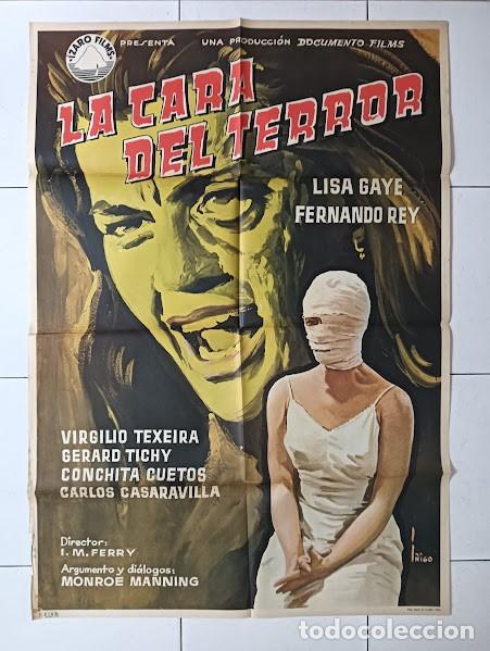 Cine: VKD 2163 LA CARA DEL TERROR LISA GAYE FERNANDO REY POSTER ORIGINAL 70X100 ESTRENO