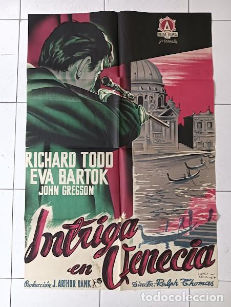 Cinema: SMP 2153 INTRIGA EN VENECIA RICHARD TODD EVA BARTOK POSTER ORIGINAL 70X100 ESTRENO LITOGRAFIA