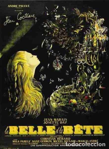 Cine: LA BELLA Y LA BESTIA Poster 68 x 91 cm aprox. Jean Cocteau Jean Marais