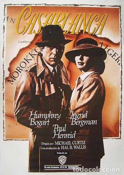 Cine: CASABLANCA Poster 70x95 cm aprox. Michael Curtiz Humphrey Bogart Ingrid Bergman Paul Henreid