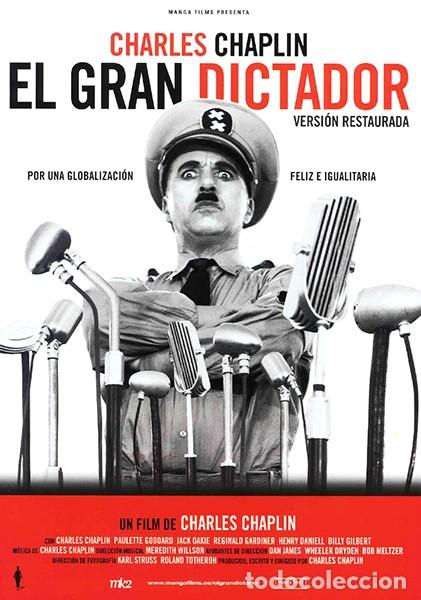 Cine: EL GRAN DICTADOR P&oacute;ster 70x100 cm aprox. Charles Chaplin Paulette Godard