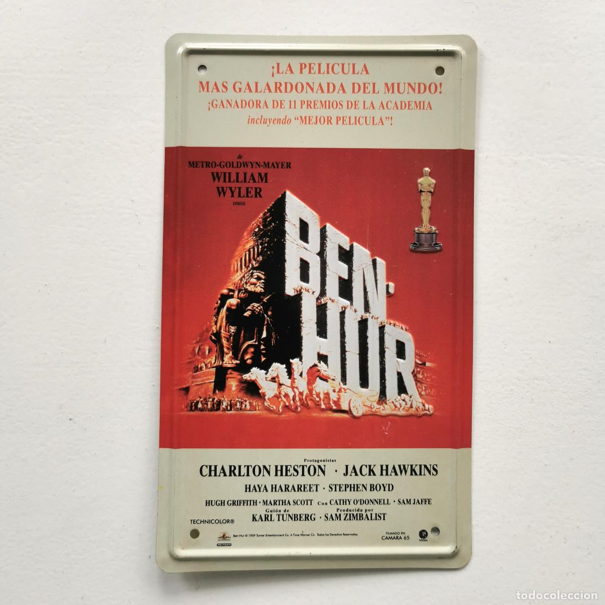 Cine: BEN-HUR CHAPA CON RELIVE DEL CARTEL ORIGINAL DE LA PELICULA MGM Charlton Heston cine cl&aacute;sico