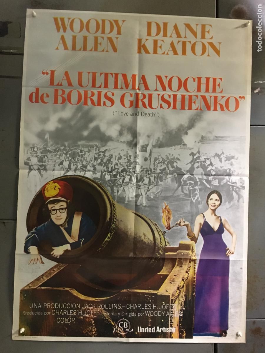 Cine: AFB83 LA ULTIMA NOCHE DE BORIS GRUSHENKO WOODY ALLEN DIANE KEATON POSTER ORIG 70X100 ESPA&Ntilde;OL R-83 h0