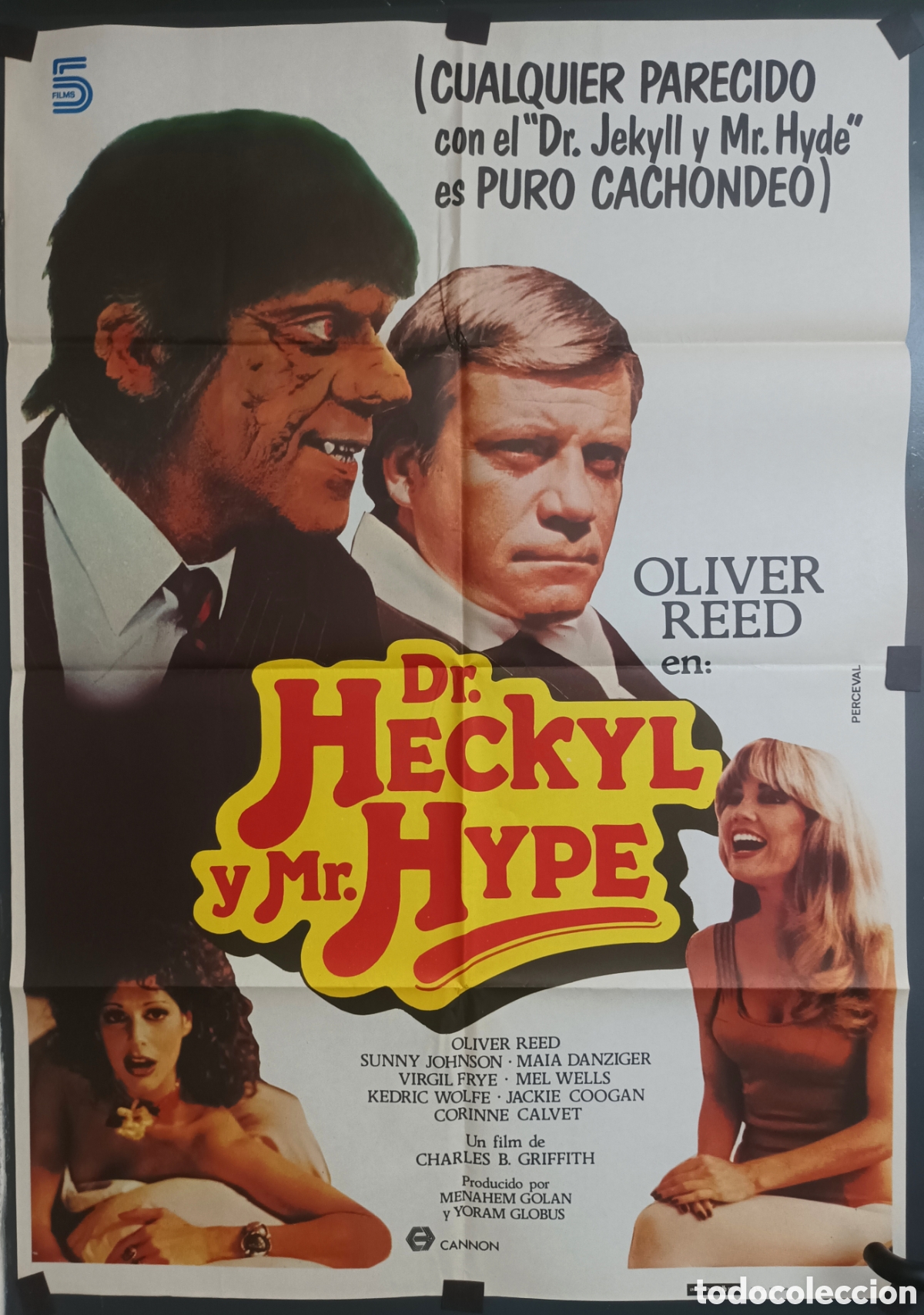 Cine: Cartel original de &eacute;poca de la pel&iacute;cula &rdquo;Dr. Heckyl and Mr. Hype&rdquo; 1980.