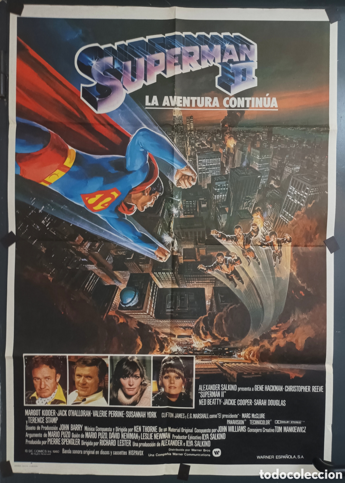 Cine: Cartel original de &eacute;poca de la pel&iacute;cula Superman II a&ntilde;o 1980