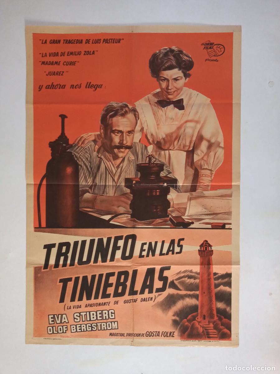 Cine: TRIUNFO EN LAS TINIEBLAS (1954) cartel argentino 110x75 litografico EVA STIBERG cine sueco FAROS