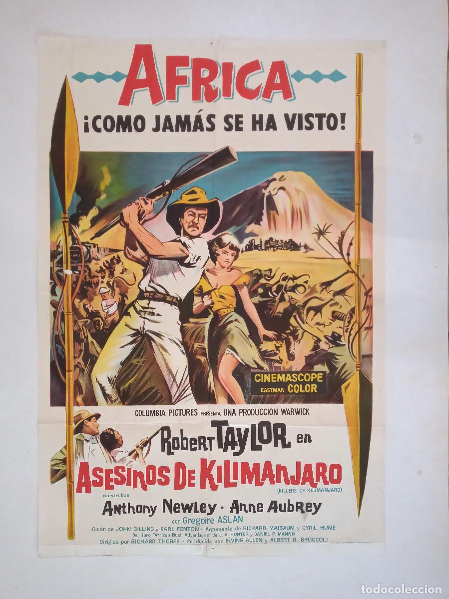 Cine: Los asesinos del Kilimanjaro (1959) cartel argentino 110 x 75 litografico Robert Taylor AFRICA