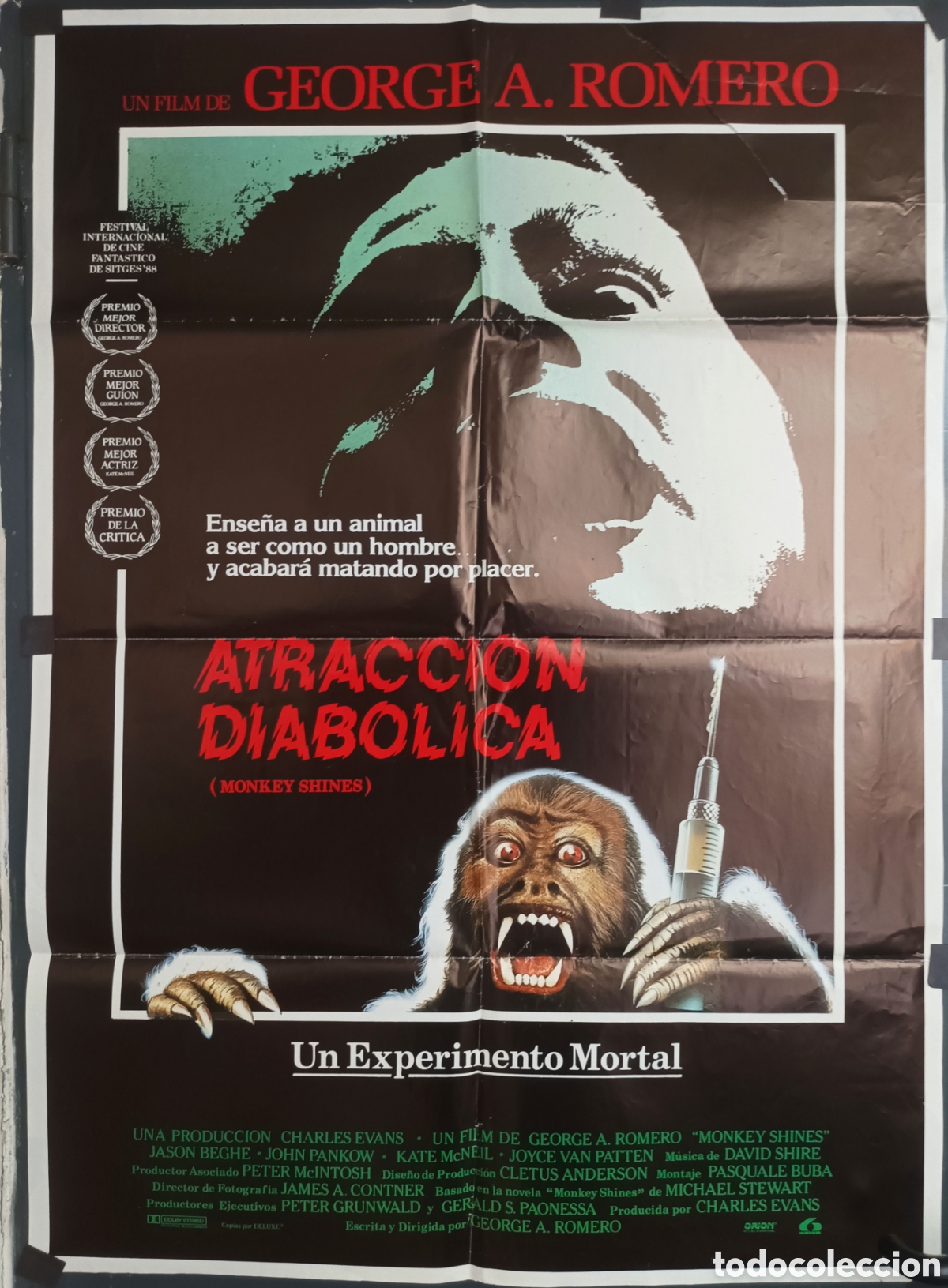 Cine: Cartel original de &eacute;poca de la pel&iacute;cula Atracci&oacute;n diab&oacute;lica 1988