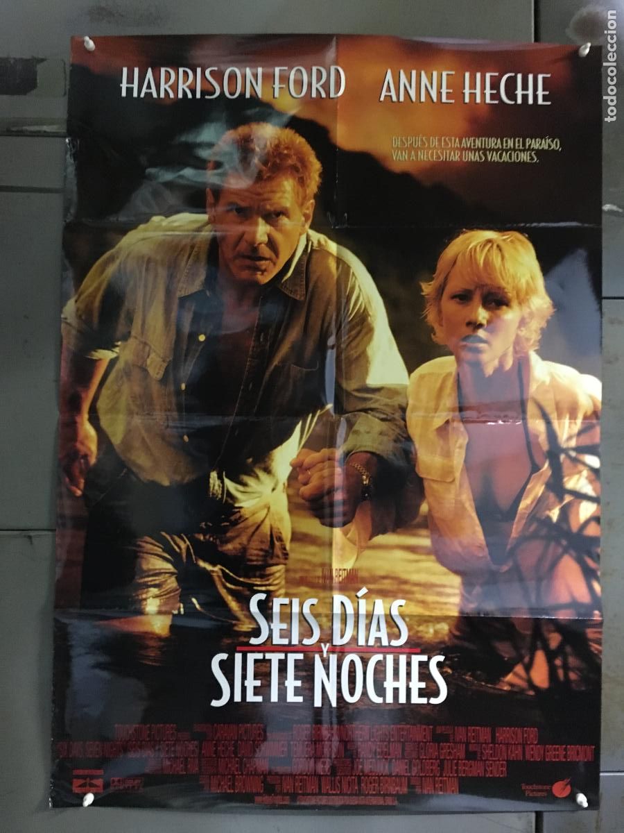 Cine: AFB85 SEIS DIAS SIETE NOCHES HARRISON FORD ANNE HECHE POSTER ORIGINAL 70X100 ESTRENO