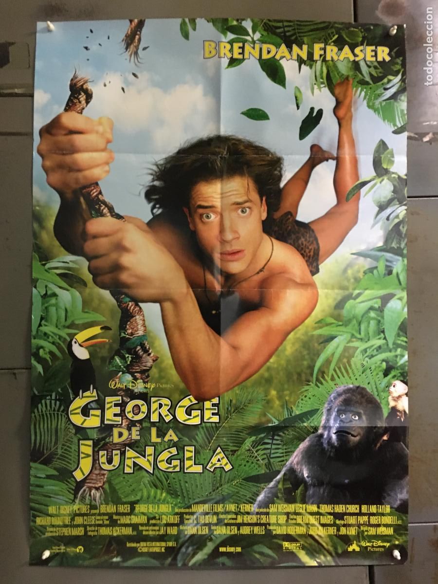 Cine: AFB96 GEORGE DE LA JUNGLA BRENDAN FRASER WALT DISNEY POSTER ORIGINAL 70X100 ESTRENO h0