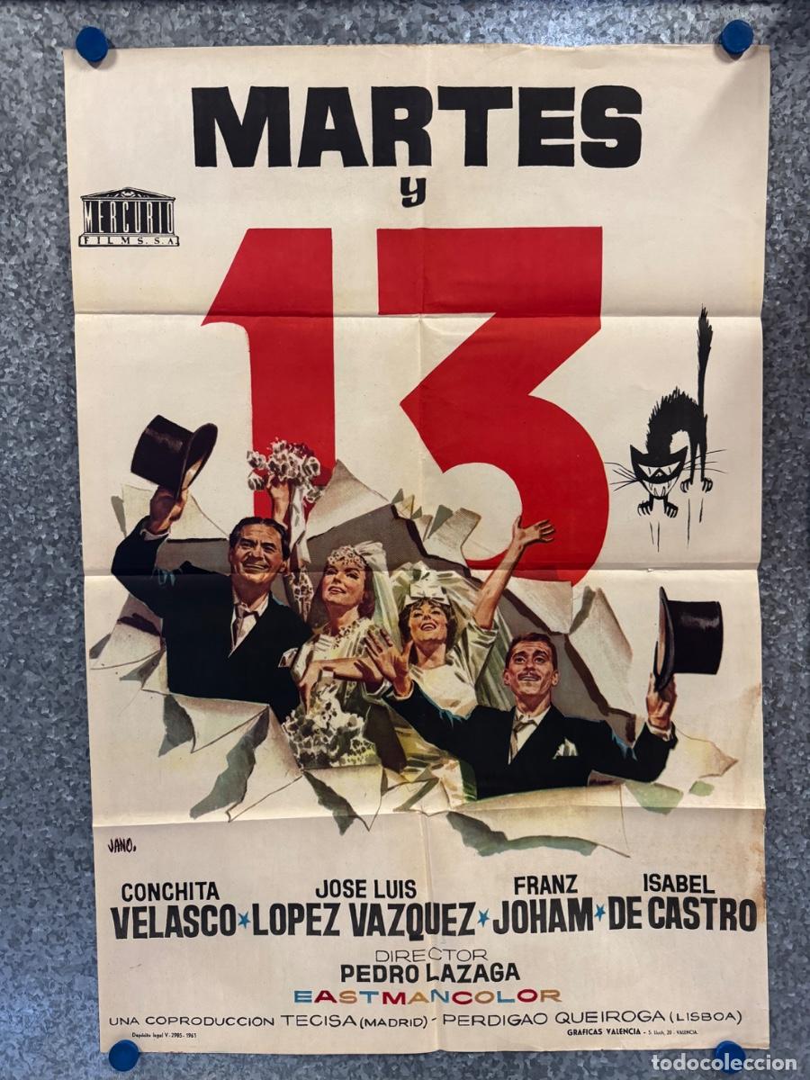 Cine: Martes y 13, Conchita Velasco, Jose Luis Lopez Velasco, A&ntilde;o 1961, POSTER ORIGINAL
