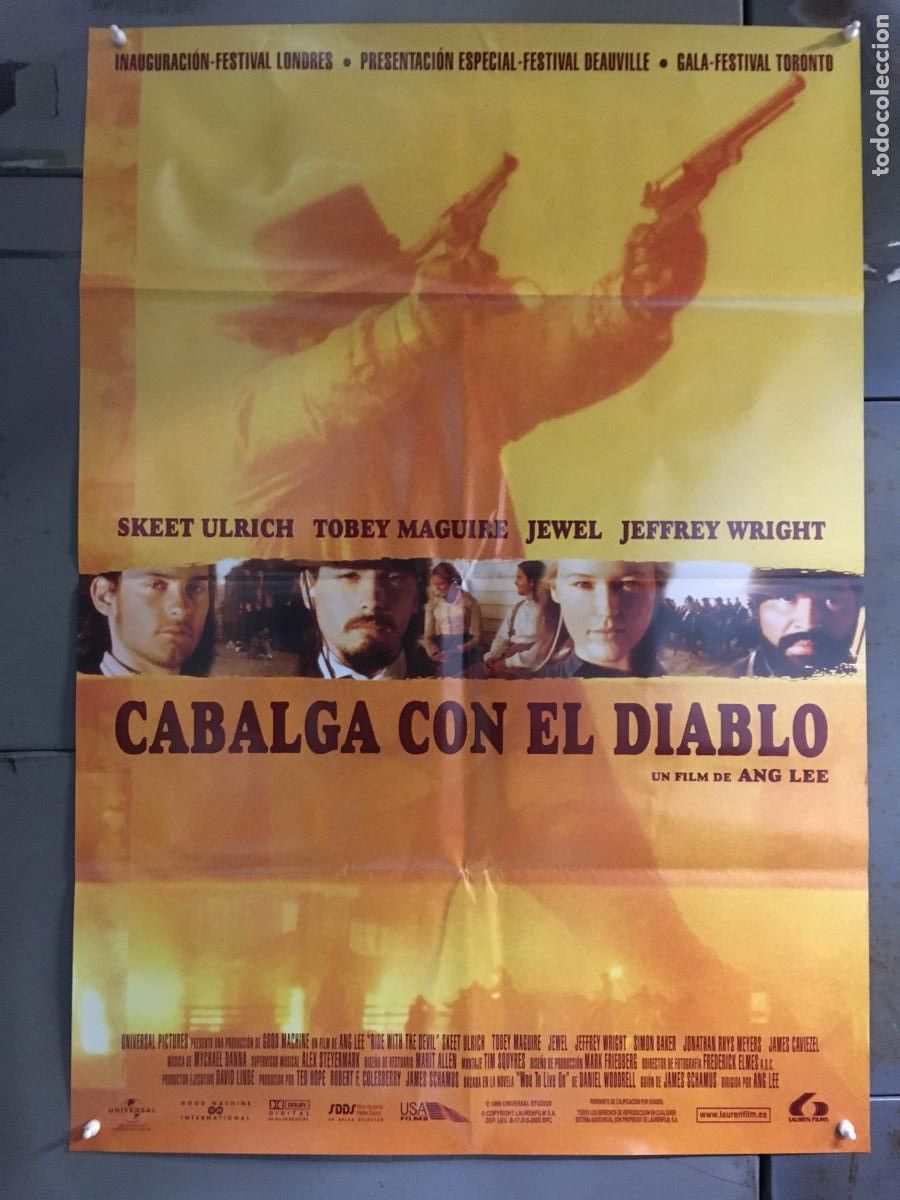 Kino: AFC21 CABALGA CON EL DIABLO ANG LEE JEFREEY WRIGHT SKEET ULRICH POSTER ORIGINAL ESTRENO 70X100 h4