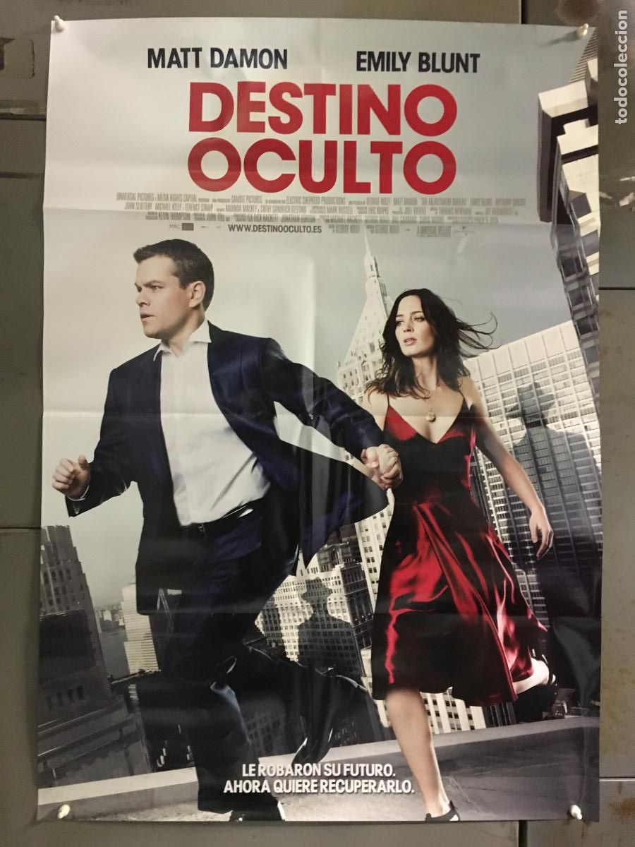 Cine: AFC23 DESTINO OCULTO MATT DAMON EMILY BLUNT POSTER ORIGINAL ESTRENO 70X100 h1