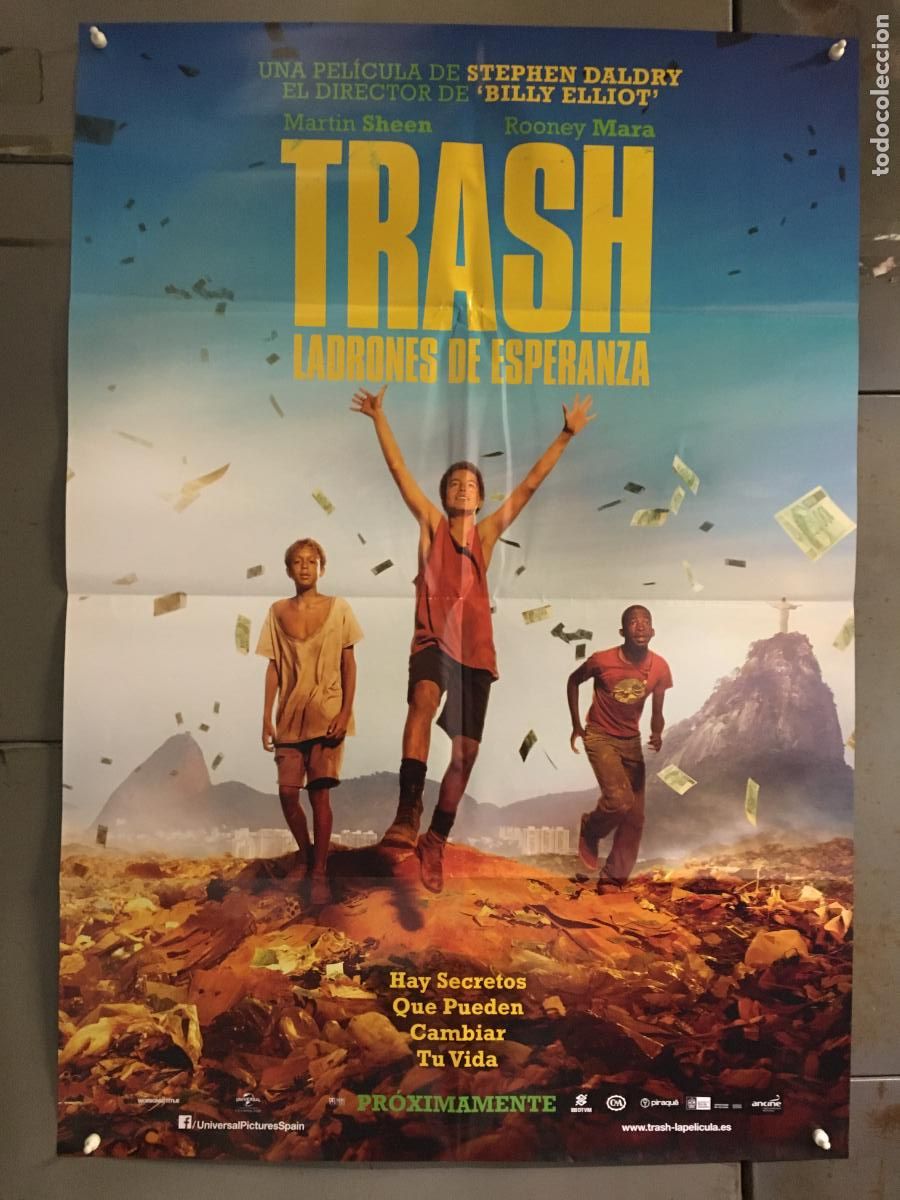 Cine: AFC27 TRASH LADRONES DE ESPERANZA MARTIN SHEEN ROONEY MARA POSTER ORIGINAL ESTRENO 70X100 h2