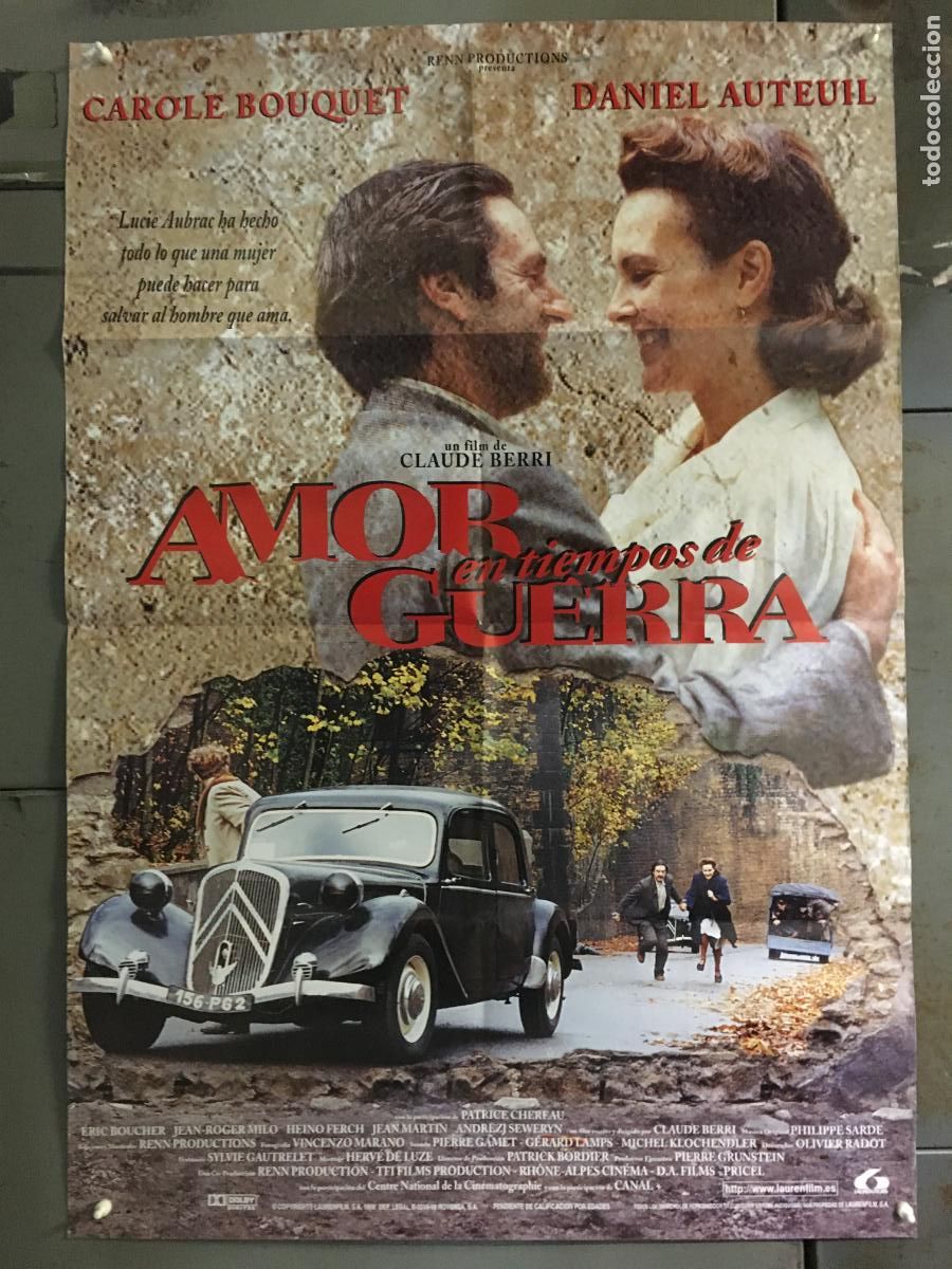 Cine: AFC29 AMOR EN TIEMPOS DE GUERRA CAROLE BOUQUET DANIEL AUTEUIL POSTER ORIGINAL ESTRENO 70X100 h0