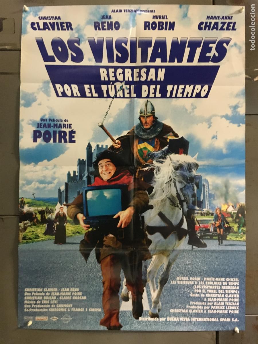 Cine: AFC30 LOS VISITANTES REGRESAN POR TUNEL DEL TIEMPO JEAN RENO POSTER ORIGINAL ESTRENO 70X100 h0