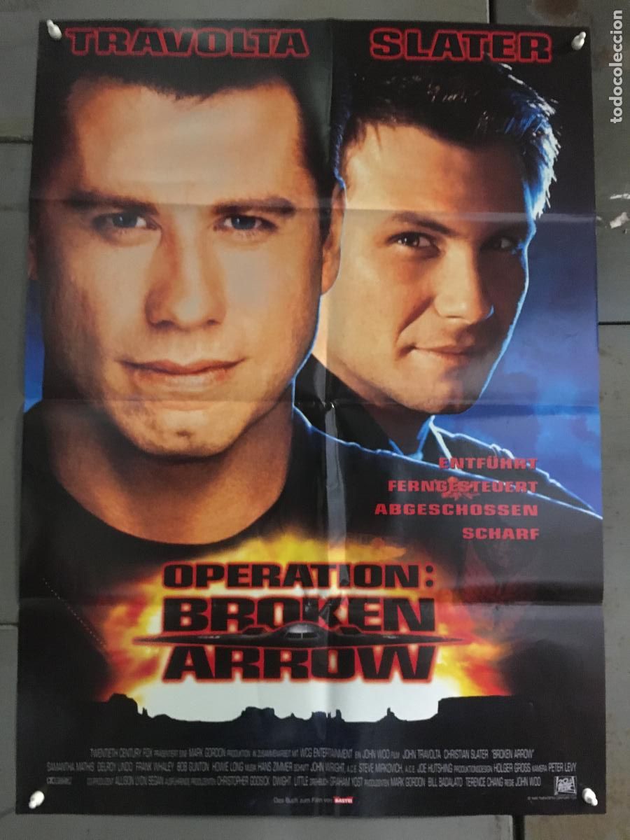 Cine: AFC40 BROKEN ARROW JOHN TRAVOLTA CHRISTIAN SLATER JOHN WOO POSTER ORIGINAL ALEMAN 60x84 h1