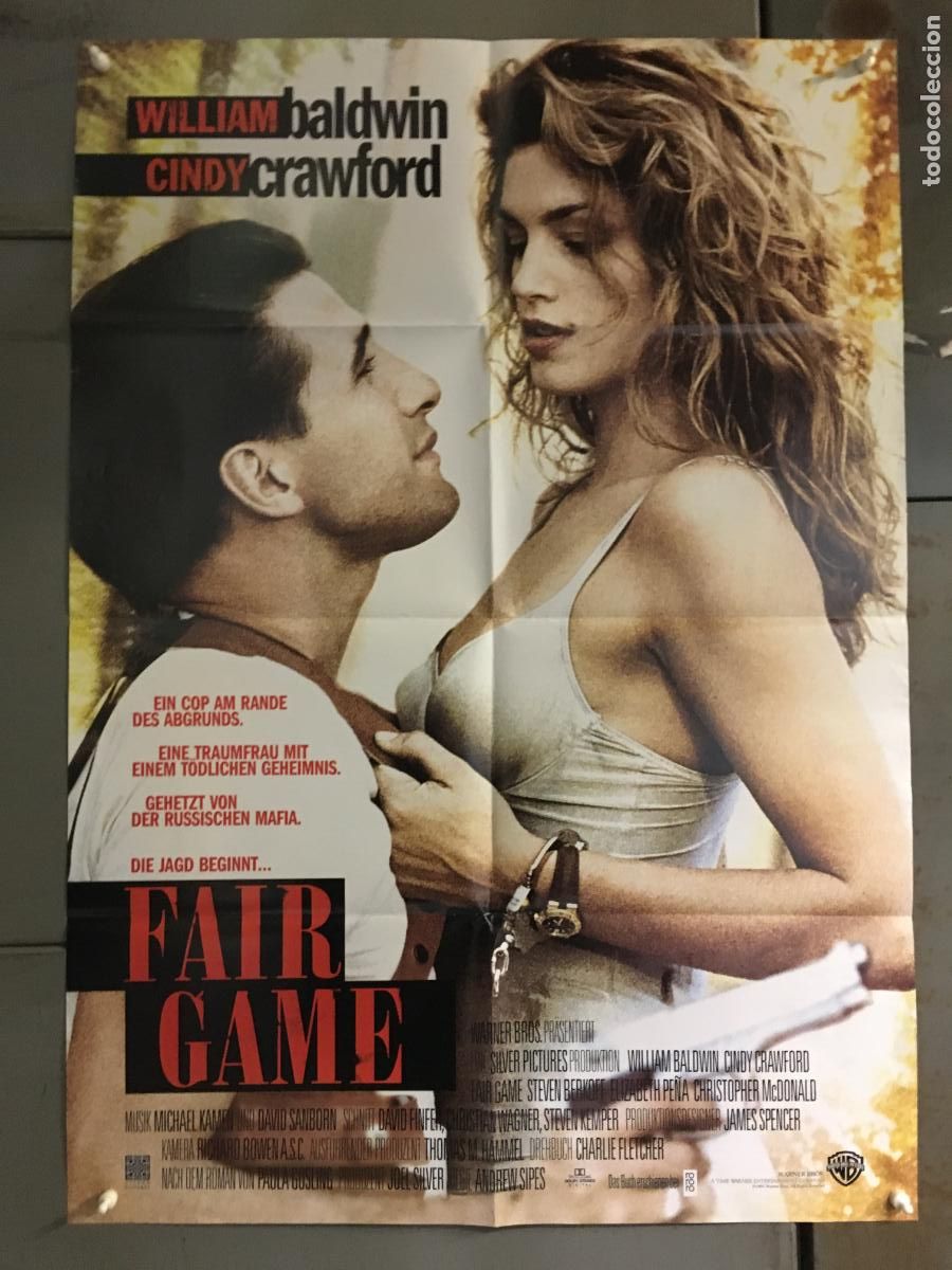 Cine: AFC43 CAZA LEGAL WILLIAM BALDWIN CINDY CRAWFORD POSTER ORIGINAL ALEMAN 60x84 h0