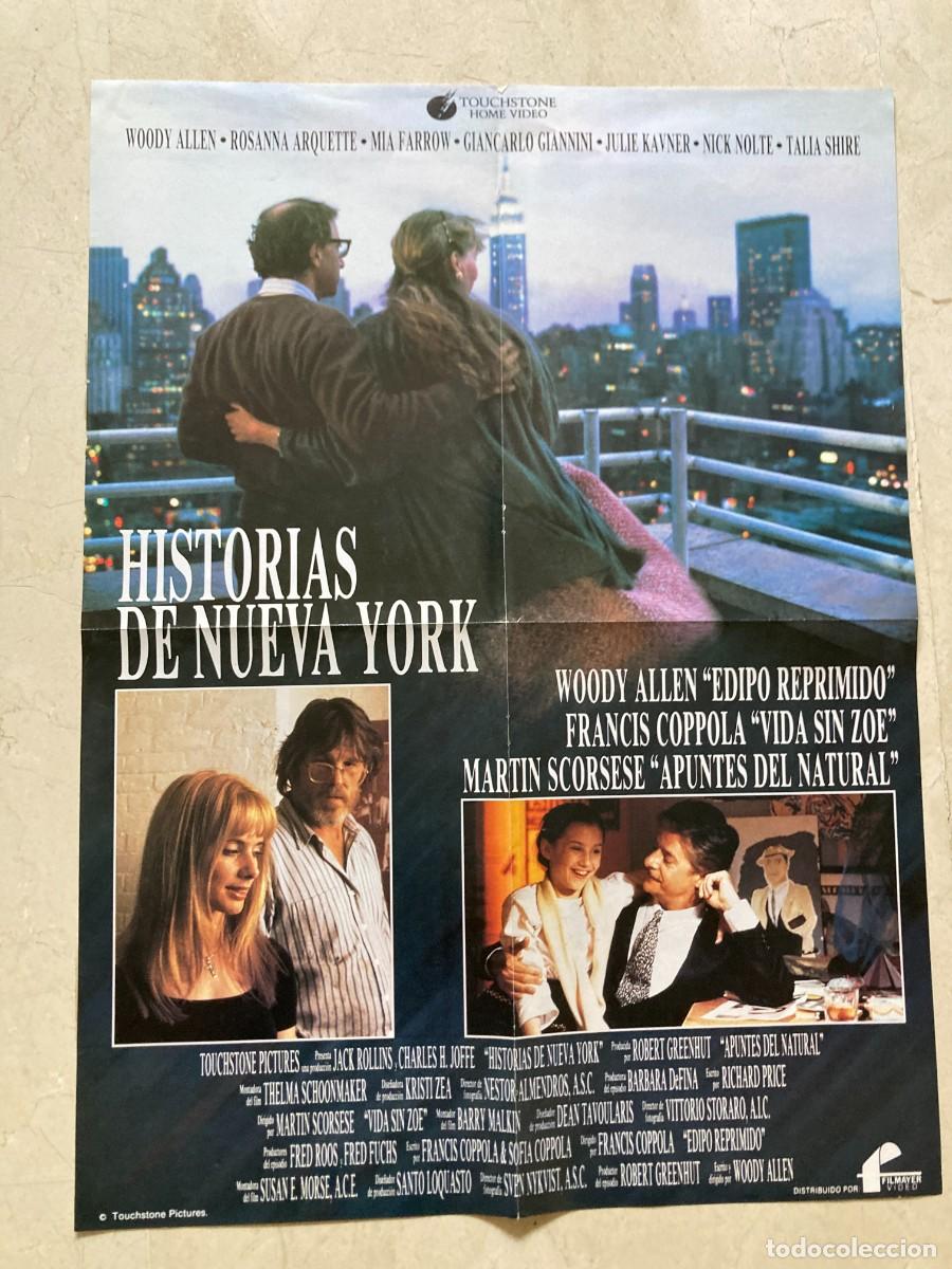Cine: Cartel v&iacute;deo original HISTORIAS DE NUEVA YORK (1989) 56x42 / Martin Scorsese - Woody Allen
