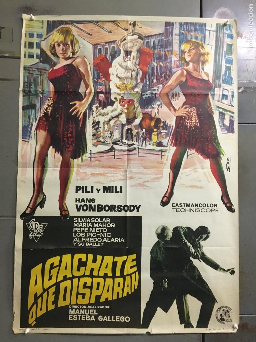 Cine: AFC47 AGACHATE QUE DISPARAN PILI Y MILI POSTER ORIGINAL 70X100 ESTRENO h0