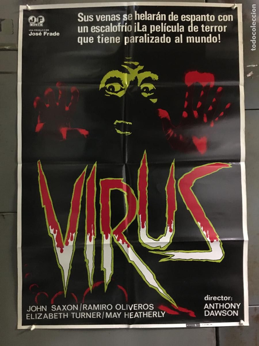 Cinema: AFC49 VIRUS ANTONIO MARGHERITI JOHN SAXON GORE POSTER ORIGINAL 70X100 ESTRENO h0