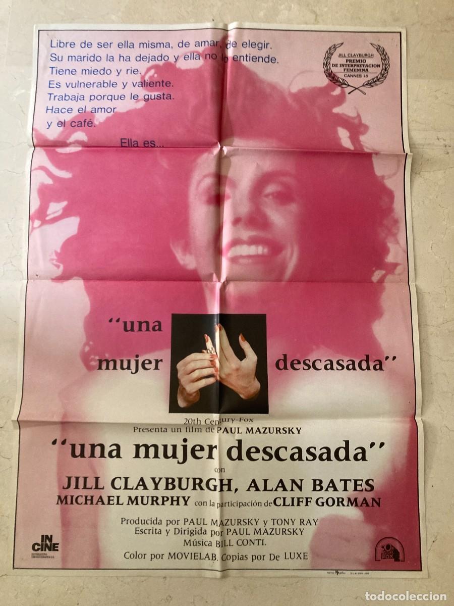 Cine: Cartel cine original UNA MUJER DESCASADA (1978) 70x100 / Paul Mazursky - Jill Clayburgh