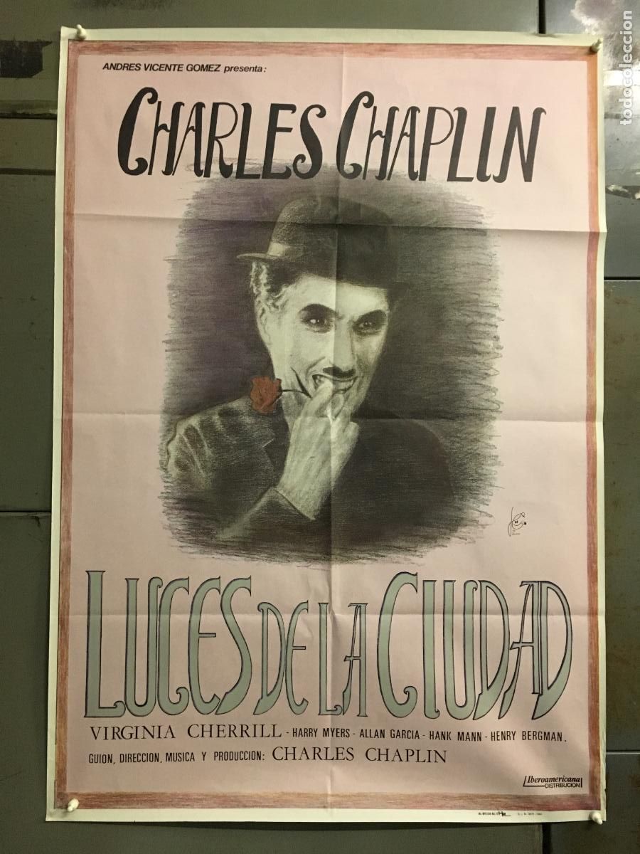 Cine: AFC54 LUCES DE LA CIUDAD CHARLES CHAPLIN POSTER ORIGINAL ESPA&Ntilde;OL 70X100 h6