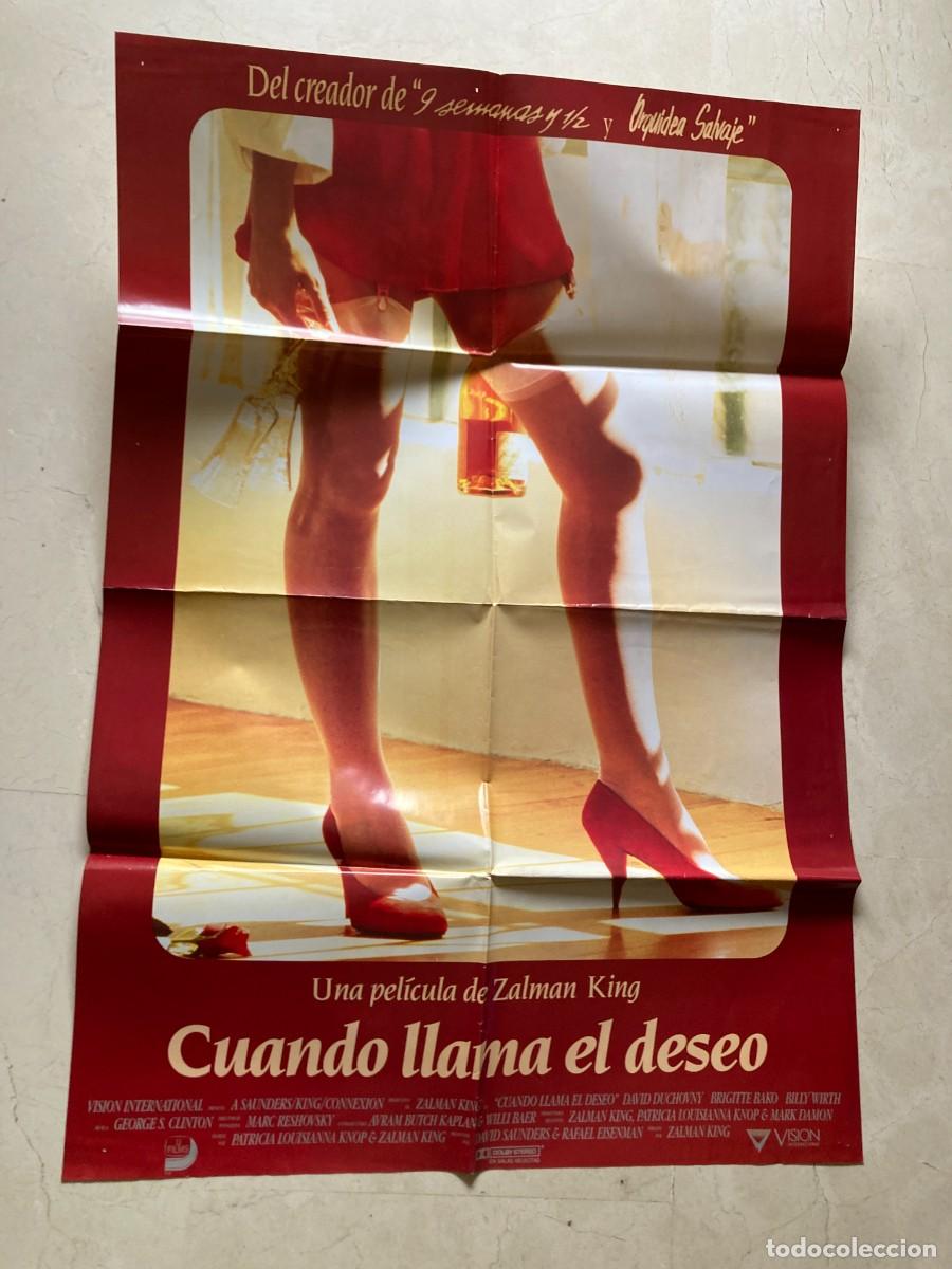 Cine: Cartel cine original CUANDO LLAMA EL DESEO (1992) 70x100 / David Duchovny - Brigitte Bako
