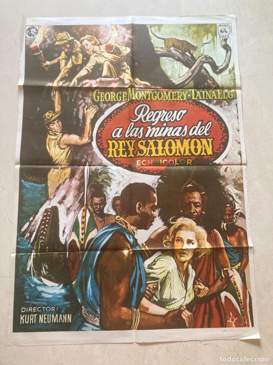 Cine: Cartel cine original REGRESO A LAS MINAS DEL REY SALOMON (1959) 70x100 / George Montgomery