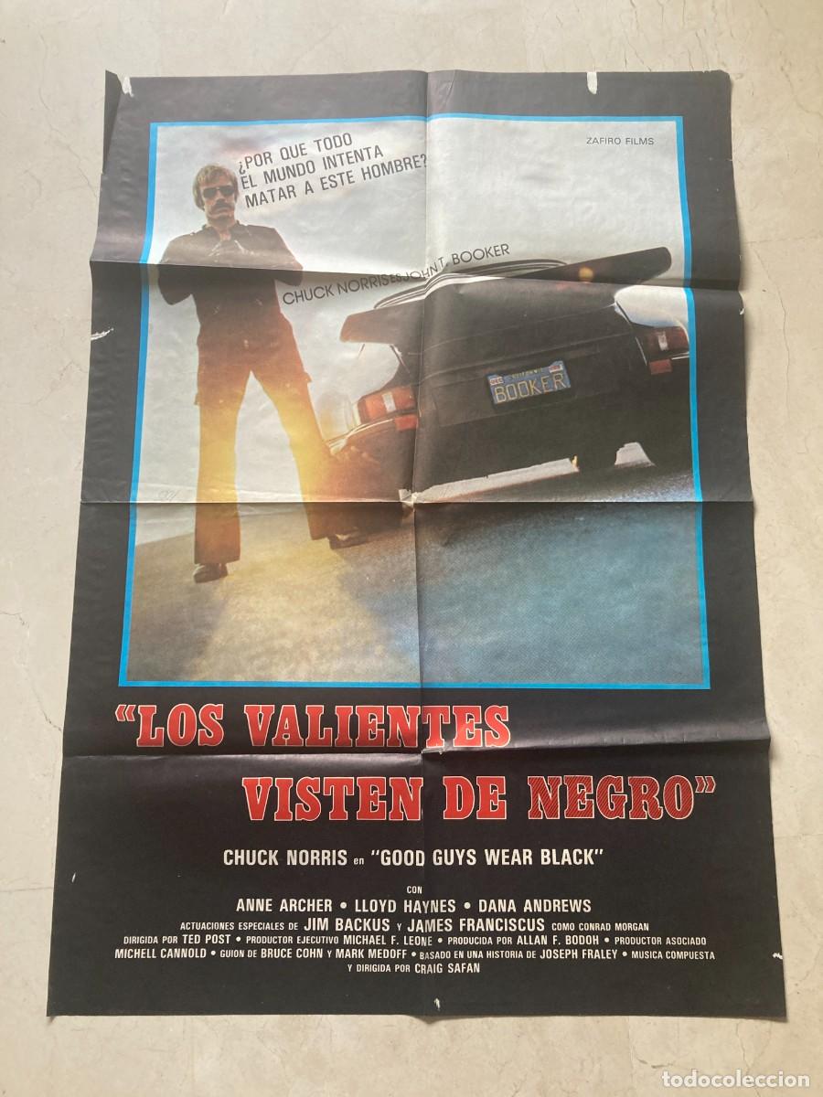 Cine: Cartel cine original LOS VALIENTES VISTEN DE NEGRO (1978) 70x100 / Chuck Norris