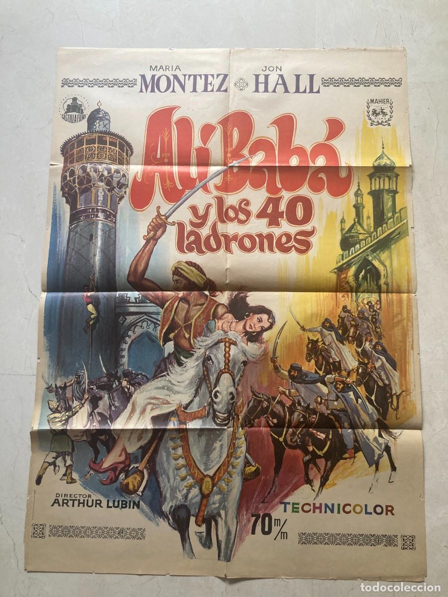 Cine: Cartel cine original ALI BABA Y LOS 40 LADRONES (1944) 70x100 / Arthur Lubin - Maria Montez