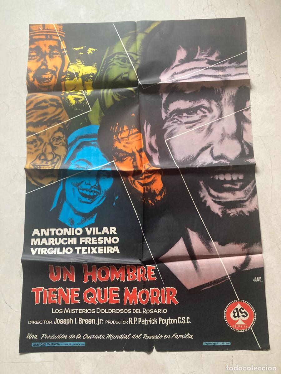 Cine: Cartel cine original UN HOMBRE TIENE QUE MORIR (1959) 70x100 / Joseph Breen - Fernando Palacios