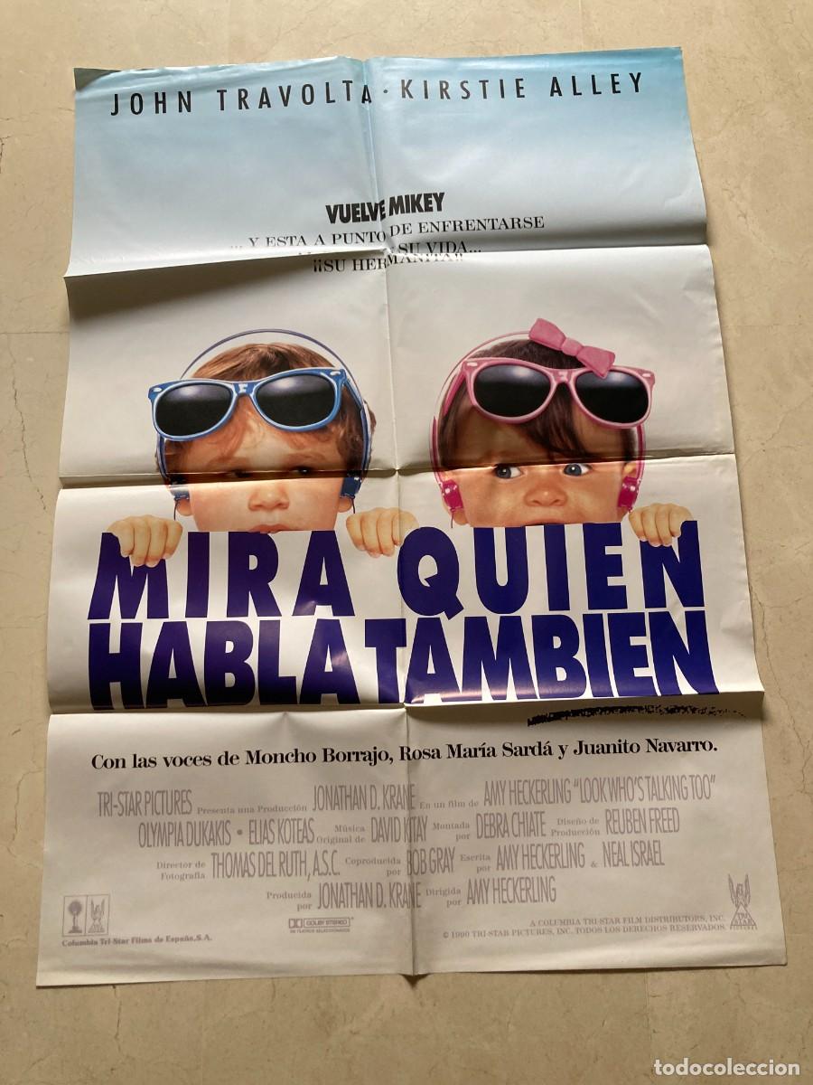 Cine: Cartel cine original MIRA QUIEN HABLA TAMBIEN (1990) 70x100 / Kirstie Alley - John Travolta