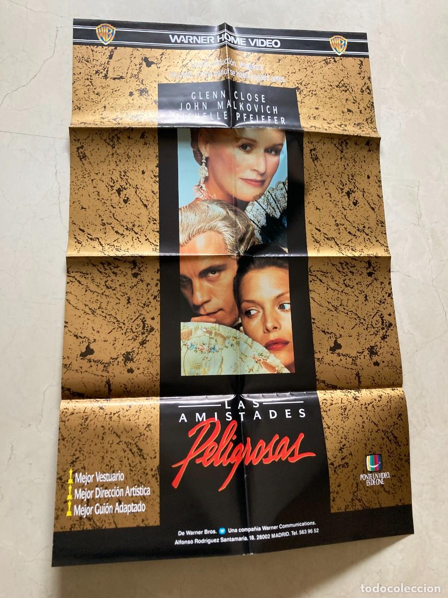 Cine: Cartel v&iacute;deo original LAS AMISTADES PELIGROSAS (1988) 60x98 / Michelle Pfeiffer - Glenn Close