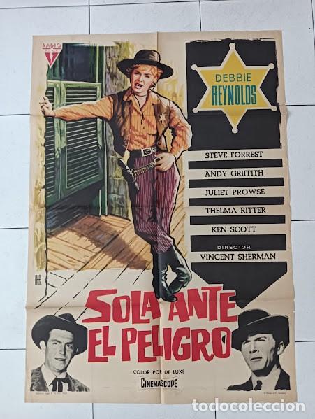 Cine: SMP 2166 SOLA ANTE EL PELIGRO DEBBIE REYNOLDS POSTER ORIGINAL 70X100 ESTRENO
