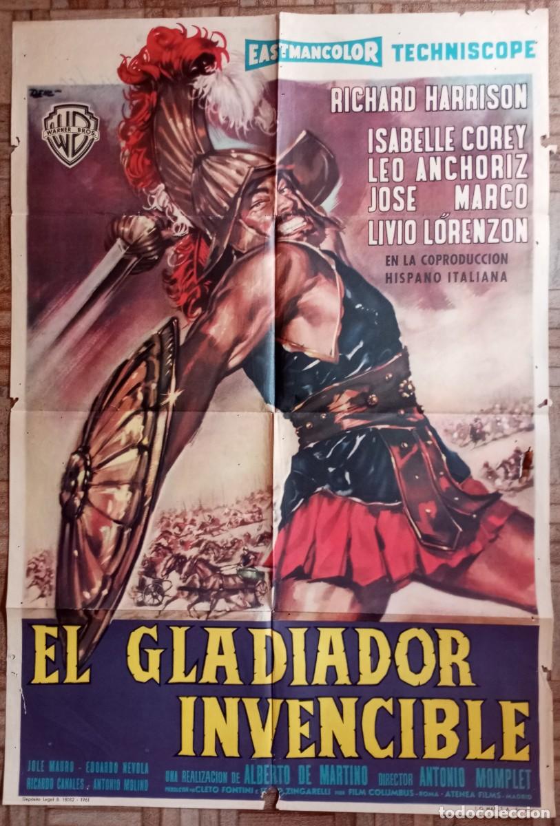 Cine: EL GLADIADOR INVENCIBLE. POSTER ESTRENO. RICHARD HARRISON