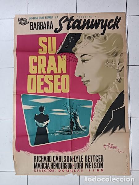 Cine: SMP 2179 SU GRAN DESEO BARBARA STANWYCK DOUGLAS SIRK PI&Ntilde;ANA POSTER 70X100 ESTRENO LITOGRAFIA