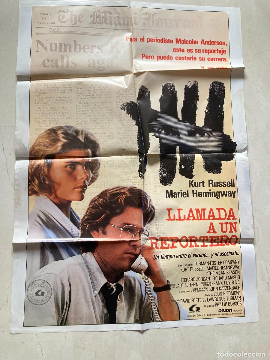 Cine: Cartel cine original LLAMADA A UN REPORTERO (1985) 70x100 / Kurt Russell - Mariel Hemingway
