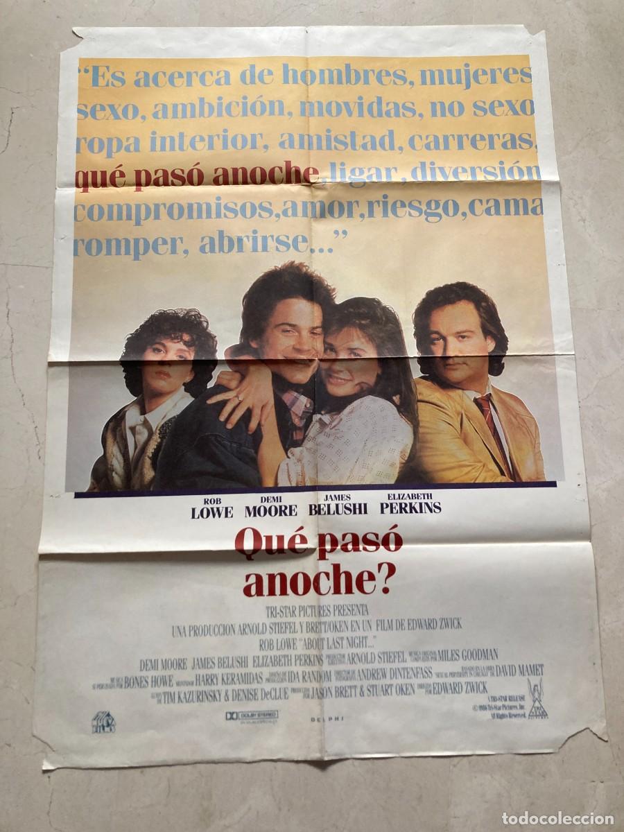 Cine: Cartel cine original &iquest; QUE PASO ANOCHE ? (1986) 70x100 / Rob Lowe - Demi Moore